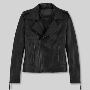 LeatherCult Jennifer Aniston Leather Moto Jacket, Black, Size 36 (Medium)